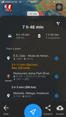 Ruta Madrid-Marbella con Renault ZOE ZE50 en abetterrouteplanner.com