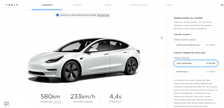 Configurador Tesla Model 3 - actualizado a 14 de noviembre 2020